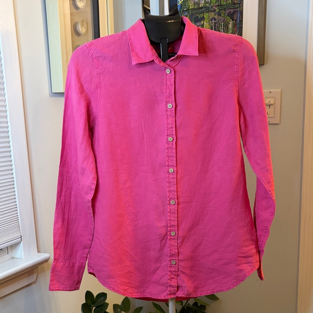 Faherty Laguna Linen Pink Button down size S